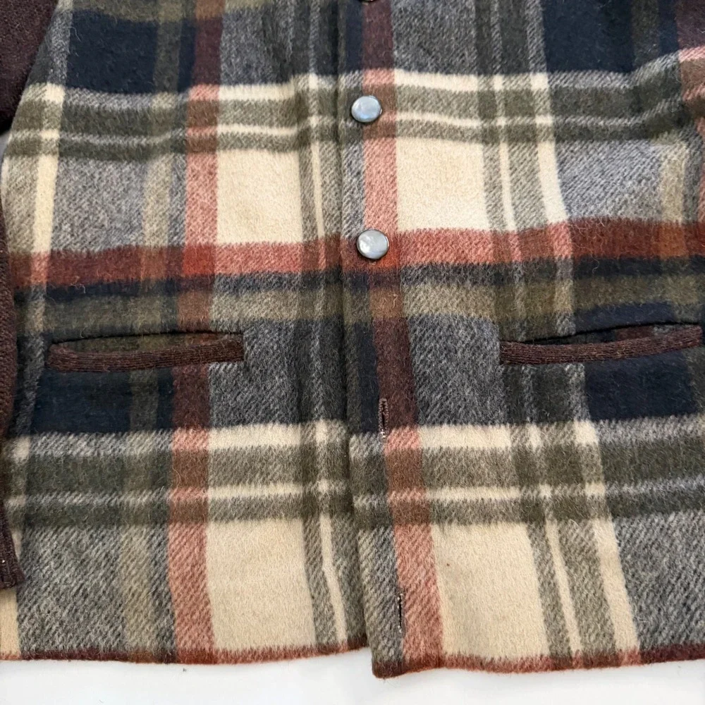 Bradfield Vintage‎ Mens Plaid Wool Cardigan Sweater Brown Green Old Money Core M